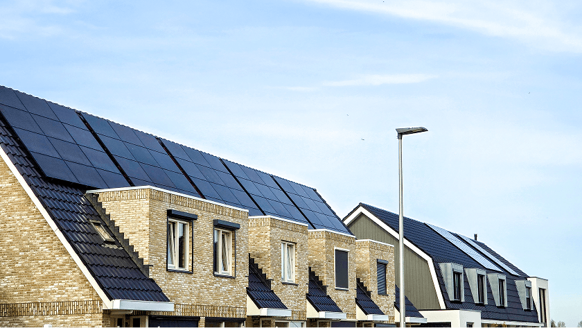 Modern property development with solar installation